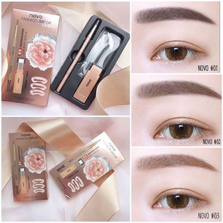 NOVO FASHION BROW Eyebrow 5146 โนโว ดินสอเขียนคิ้ว แบบหมุน แถมไส้ดินสอ + บล๊อกคิ้ว 3 ชิ้น พร้อมไส้ดินสอเปลี่ยน3แท่ง