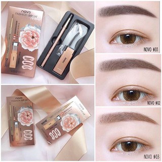 NOVO FASHION BROW Eyebrow โนโว ดินสอเขียนคิ้ว แบบหมุน แถมไส้ดินสอ + บล๊อกคิ้ว 3 ชิ้น พร้อมไส้ดินสอเปลี่ยน3แท่ง