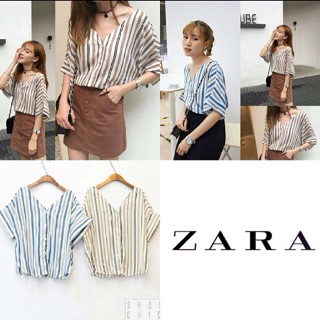 🚂🚂พร้อมส่ง วันพรุ่งนี้🚂🚂  🎏เสื้อคอวีลายริ้ว แขนเบิ้ล งานขายดีมากๆ สวยงามราคาถูกกกก เรียบหรูดูดี