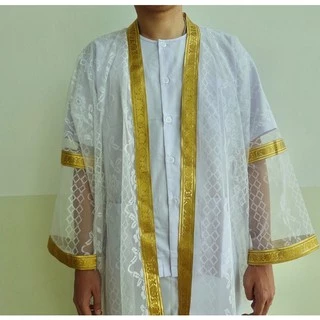 (ฟรีไซส์) พร้อมส่ง เสื้อคลุมนาคอย่างดี ชุดคลุมนาค (เฉพาะเสื้อคลุม) ตกแต่งด้วยริบบิ้นตาดทอง มี 3 ลายby Anisong