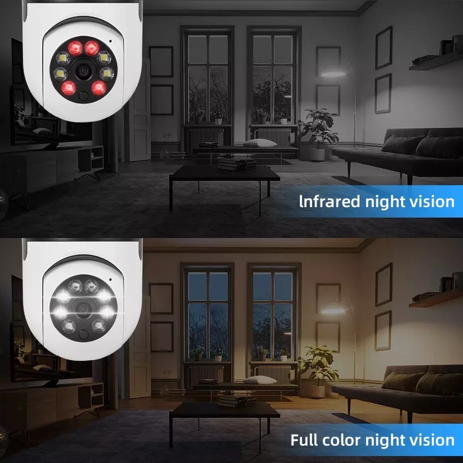 Tuya WiFi Bulb Camera กล้องวงจรปิดใส่ขั้วหลอดไฟหมุนได้360 จับความเคลื่อนไหว ใช้กับแอพTuya/Smart Life