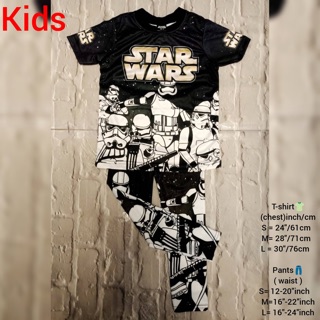 Setสำหรับเด็กเสื้อยืด&amp;กางเกงเลคกิ้งลายStar wars