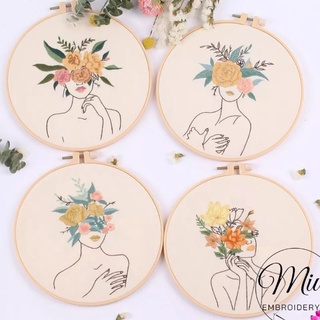 ชุดปักลายผู้หญิง ฟรีสะดึงขนาด 20cm. Girls DIY Embroidery Kit 20cm.