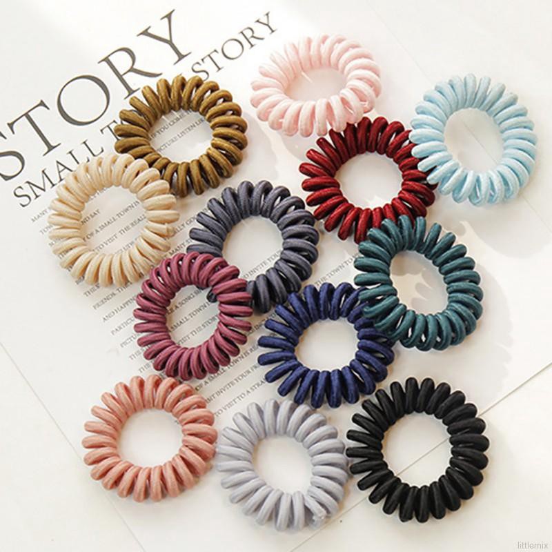 Littlemix Candy Color Telephone Wire Line Ribbon Rope Hair Ties
