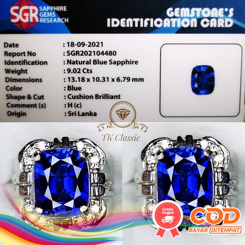 มะกรูดสีฟ้าธรรมชาติ Ceylon Chusion Octagon Full Ds Up Clean น่าสนใจ+Memo SGR Lab