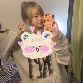 Graffiti printing high-grade hooded sweater for women ins trendy Autumn New Korean style loose Harajuku style student to
