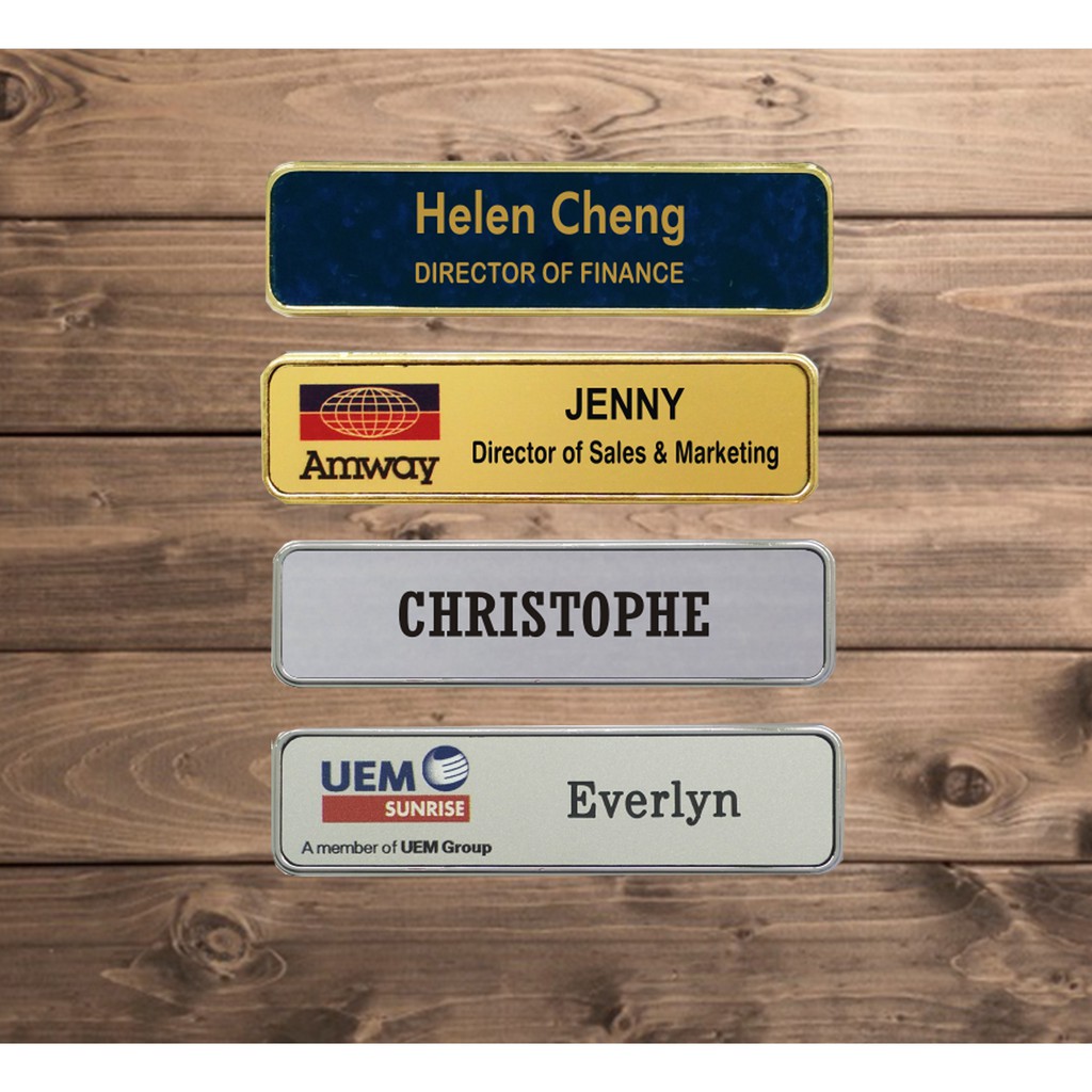 EXECUTIVE GOLD BADGES พร้อมโลโก้ & PINS l HOTEL, CORPORATE l ROUNDED CORNERS l QUALITY NAME TAGS - T