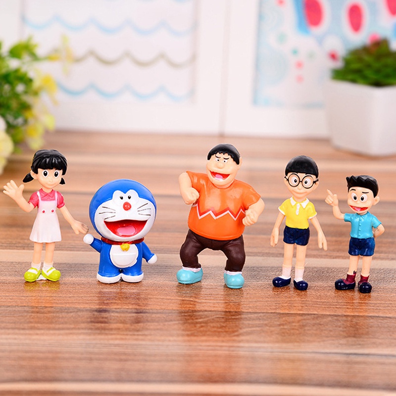 โมเดลฟิกเกอร์ PVC การ์ตูนญี่ปุ่น Doraemon Nobita Nobi Goda Takeshi Honekawa Suneo Minamoto Shizuka ของเล่นสําหรับเด็ก 5 ชิ้น ต่อชุด