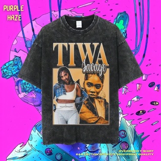 เสื้อยืด ขนาดใหญ่ พิมพ์ลาย Haze Tiwa Savage สีม่วง | หินล้างทําความสะอาด | เสื้อยืด ขนาดใหญ่ | เสื้อท็อปสามารถปรับแต่งได