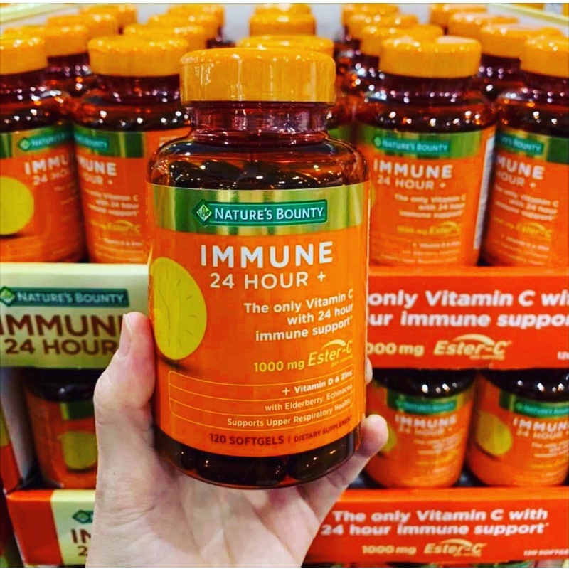 Nature's Bounty Immune 24 Hour 120 เม็ด Vitamin C Suport From Ester C Exp.04/2025