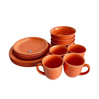 ชุดจานชามเซรามิก HOME GALLERY CLASSIC สีส้ม แพ็ก 16 ชิ้น ชุดอุปกรณ์บนโต๊ะอาหาร DINING SET CERAMIC 16PCS/SET ORANGE