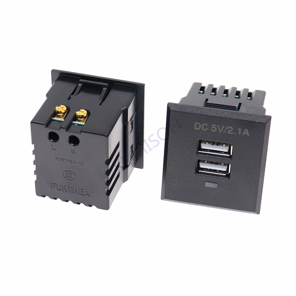 แผงโมดูลพาวเวอร์ชาร์จ USB AC คู่ 5V 2.1A