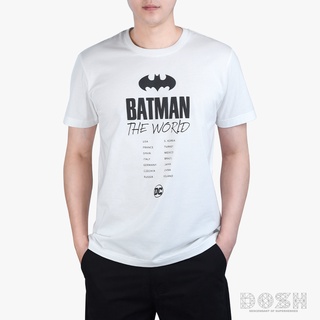 DOSH:MENS T-SHIRTSเสื้อยืดคอกลม แขนสั้น ผู้ชาย สีขาว ลิขสิทธิ์พิมพ์ลายBATMAN รุ่น9EBMT5051-OW