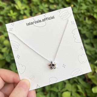 S925 silver daisy necklace 🌼🖤สร้อยเดซี่สีเงิน ใส่ติดตัวได้ เกสรเป็นเพชร czสีดำ