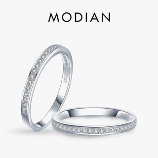 Modian แหวนเงินแท้ 100% 925 ประดับเพทาย AAA สไตล์คลาสสิก เรียบง่าย เครื่องประดับ สําหรับผู้หญิง หมั้น งานแต่งงาน