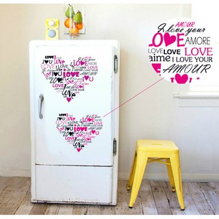 หัวใจตัวอักษร 50x70 cm.สติ๊กเกอร์ใส ติดผนังบ้าน Wallsticker Home Decor