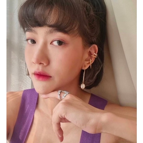SWAN كاف أذن فضة Double Simple بزركون — صورة 5