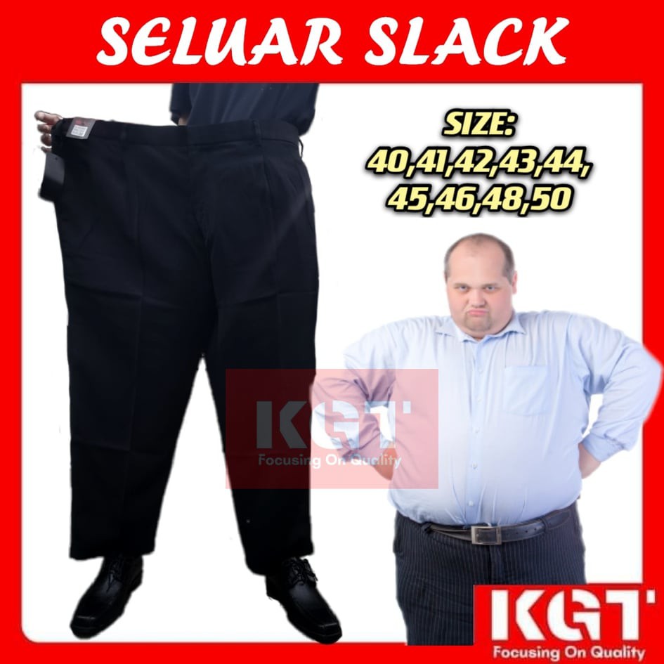 SELUAR SLACK LICIN BESAR STRAIGHT CUT jumbo PLUS SIZE MEN SLACK BLACK LONG PANTS SELUAR SLACK HITAM
