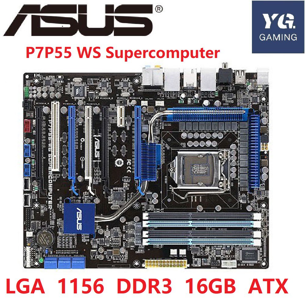 Asus P7P55 WS Supercomputer Desktop Motherboard P55 Socket LGA 1156 i3 i5 i7 DDR3 16G ATX UEFI Original Used MainboardGO