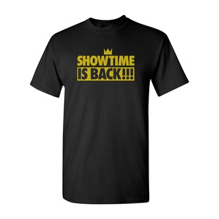 GILDAN เสื้อยืด ผ้าฝ้าย พิมพ์ลาย Showtime Is Back Los Angeles Lakers Lebron James สําหรับผู้ชาย