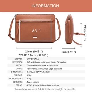 David Jones Paris กระเป๋าสะพายไหล่ หนัง PU สําหรับผู้หญิง