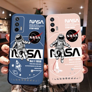 เคสโทรศัพท์ ซิลิโคนนิ่ม ขอบตรง ลาย NASA สีชมพู แฟชั่น สําหรับ OPPO A16 A94 A53 A15 A15S A12 A7 A5S A52 A72 A92 A74 A54