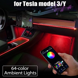 Tesla อุปกรณ์เสริมFor Tesla Model 3 Y 2122 Ambient Lights LED Stris Neon Lighting Center Console Dashboard A Control Int