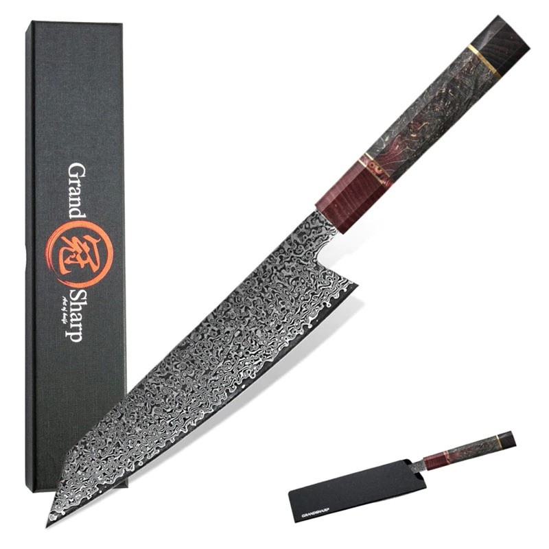 มีดเชฟ (chef knife) มีดทำครัว มีดเชฟญี่ปุ่น มีดแล่ มีดทำปลา Grandsharp 8.2" Kiritsuke Japanese Damas