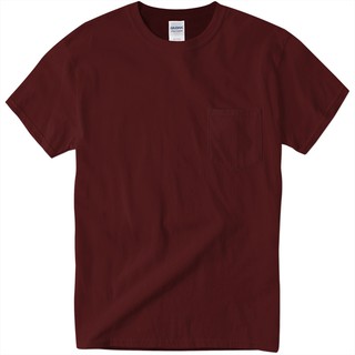 Gildan Ultra Cotton Pocket Tee สีแดงเลือดหมูู