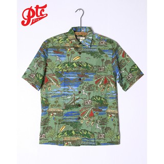 เสื้อฮาวาย KAHALA "HALEIWA TOWN" ISLAND GREEN