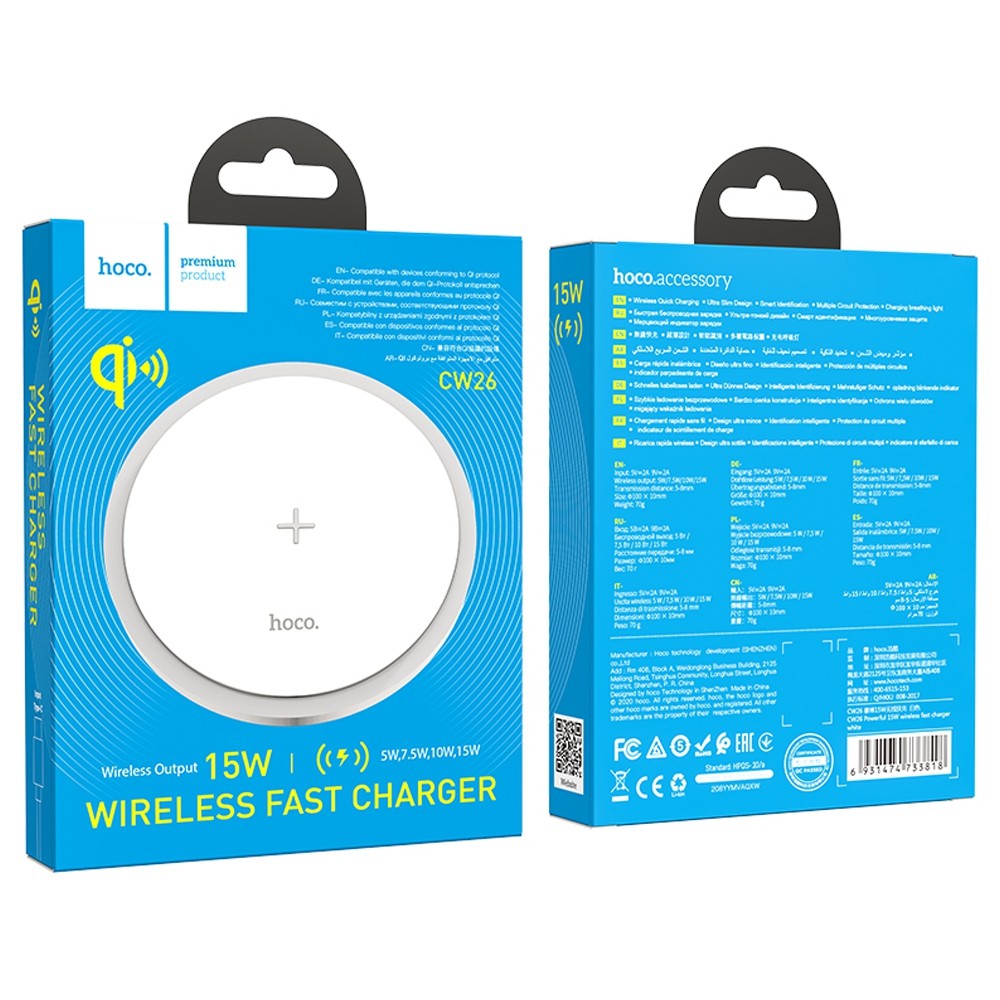 Telecorsa แท่นชาร์จไร้สาย รุ่น Wireless-fast-charger-15W-Powerful-CW26-04B-Ri