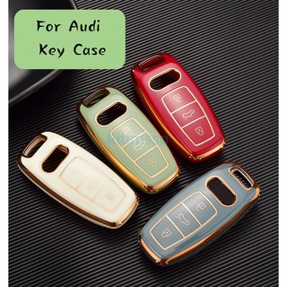 เคสกุญแจรีโมตรถยนต์ TPU นิ่ม ทนทาน อุปกรณ์เสริม สําหรับ Audi A6 A7 A8 A4 C8 Q8 Q5 D5 E-tron