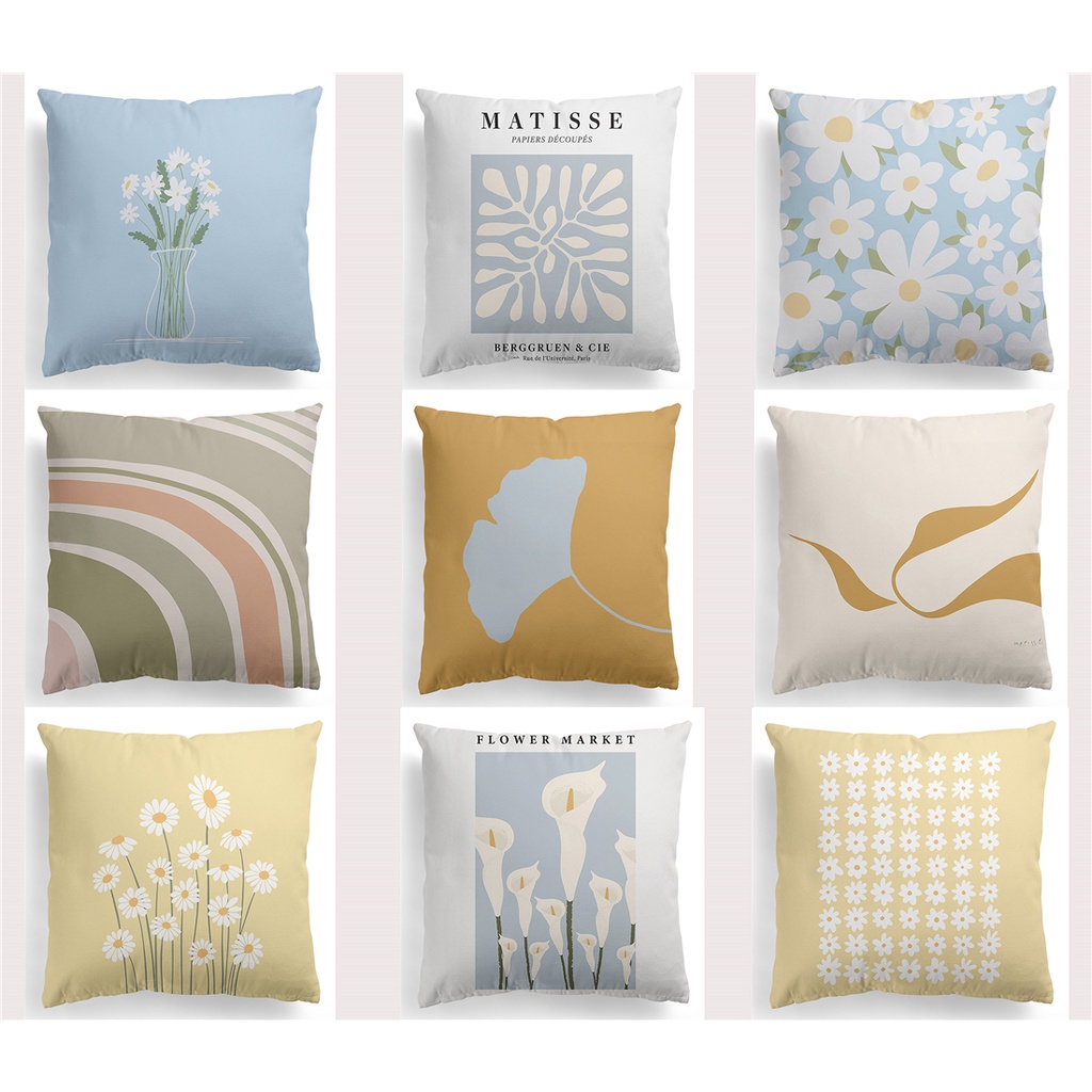 <COD> ปลอกหมอน ลายดอกไม้สด 60 × 60.50 × 50.40 × 40.ปลอกหมอน ผ้าฝ้าย แบบหนา สําหรับตกแต่งบ้าน โซฟา รถยนต์