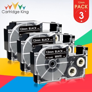 XR-12ABK 3PCS for Casio Tapes XR 12ABK XR12ABK White on Black  12mm Label Tape KL-120 KL-430 KL-60 KL-7400 Label Printer