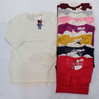 📢ลดกระหน่ำ📢[แบรนด์Knit&amp;Co]เสื้อไหมพรมแขนยาวลายจุดๆน่ารัก