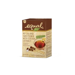 Equal Stevia 100 Sticks อิควล สตีเวีย ผลิตภัณฑ์ให้ความหวานแทนน้ำตาล 1 กล่อง มี 100 ซอง 0 Kcal
