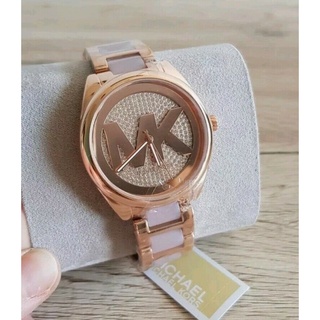 (ผ่อน0%) นาฬิกา Michael  Janelle Three-hand Two-Tone Watch MK7089  หน้าปัดกลม ลายmk 42 MM. สายอาซิเตท สีโรสโกลด์