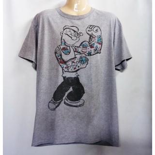 เสื้อยืดขายร้อนเสื้อยืด ป๊อปอาย Popeye Spinach Retro T-shirt ของแท้ L รอบอก43นิ้ว ทีเชิ้ต เสื้อมือสอง เสื้อแบรนด์เนม คัด