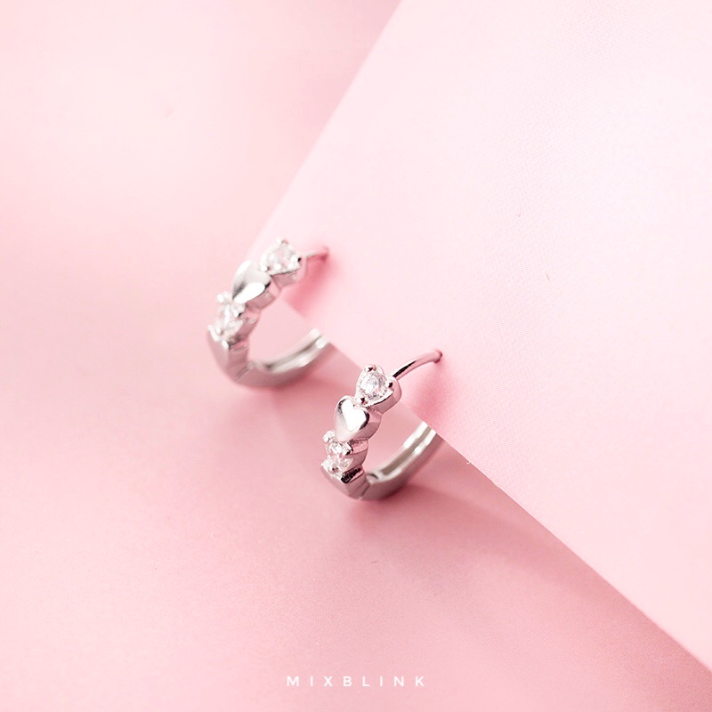 ต่างหูห่วง เงินแท้ 92.5% ส่งฟรี EMS ♡ รุ่น Velvet ♡ - หัวใจ ( #M17 )