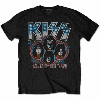 [COD]Kiss band alive in 77 เสื้อยืดคอกลม แขนสั้น ผ้าฝ้าย 100% พิมพ์ลาย สีดํา สไตล์ฮิปฮอป