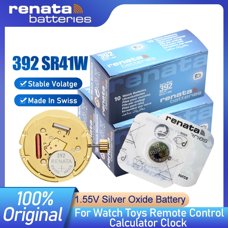 100PCS Renata 392 SR41W 1.55V Silver Oxide Watch Battery AG3 192 LR41 SR41 L736 384 LONG LASTING But
