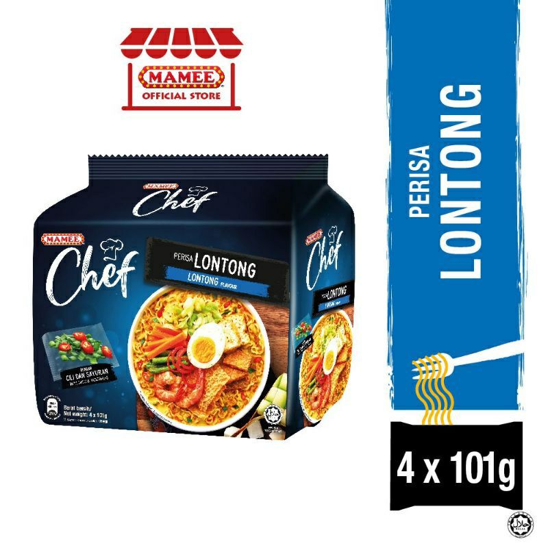 Mamee Chef Instant Noodles -Lontong Flavour TikTok(4 x 89g) บะหมี่กึ่งสําเร็จรูปมามีเชฟ - รสลวก (4 x