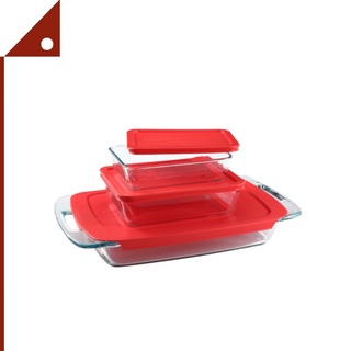 Pyrex : PYR17479004* กล่องเก็บอาหาร Easy Grab and Store Baking Set Glass, 6-Piece