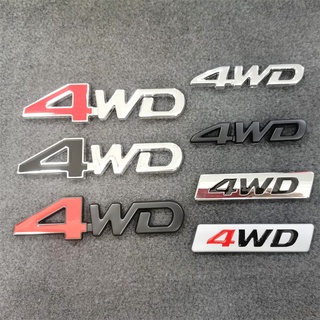 4wd สติกเกอร์โลโก้โลหะ รูปตัวอักษร 3D สําหรับติดตกแต่งรถยนต์