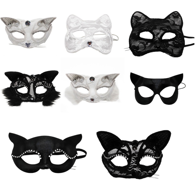 EDB* แมว Lace Fox Face Party Night Club Fox แมวคอสเพลย์ครึ่ง