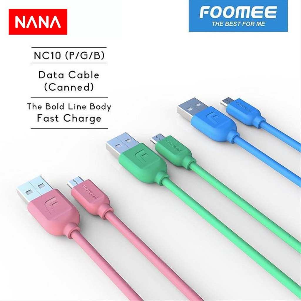 Nana Foomee สายเคเบิลเชื่อมต่อข้อมูล Foomee Nc10 1 เมตร Micro Android 2.5a