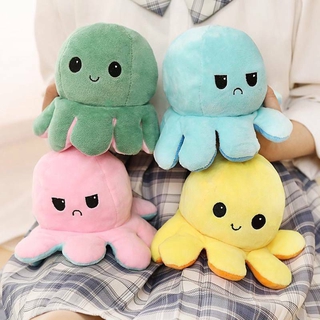 【พร้อมส่ง】ตุ๊กตาปลาหมึกยักษ์ พลิกกลับได้ สองด้าน ขนาด 20 ซม.