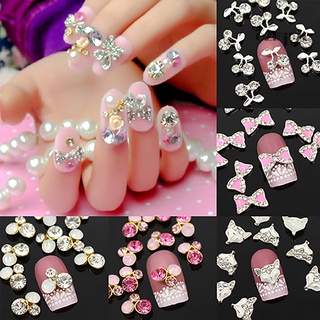 【AG】10Pcs/Set Nail Sticker Rhinestone Delicate Synthetic Colorful Nail Decal Jewelry Decor for Party