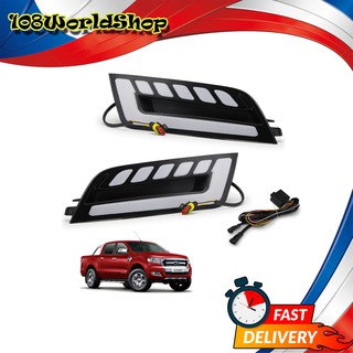 ชุดไฟเดย์ไลท์ ตรงสปอร์ตไลท์ ฟอร์ด เรนเจอร์ ตัวท็อป สี ดำ Ranger top Ford 2 , 4 ประตู ปี2015-2017