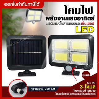 ส่งด่วน Solar LED รุ่นใหม่ SL-F120 COB โคมไฟติดผนังพลังงานแสงอาทิตย์ ปรับได้ 3 โหมด ไฟเซ็นเซอร์ เปิด/ ปิดเอง อัตโนมัติ